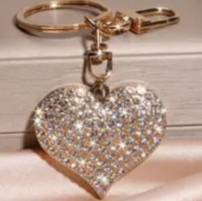 Gold/Clear Rhinestone Heart Keychain Gold/Clear Rhinestone Heart Keychain