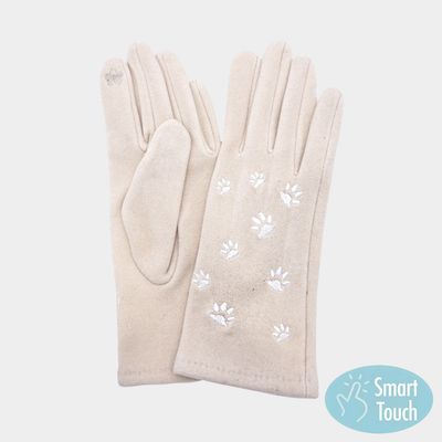 Paw Embroidered Pattern Elegant Smart Touch Gloves Paw Embroidered Pattern Elegant Smart Touch Gloves