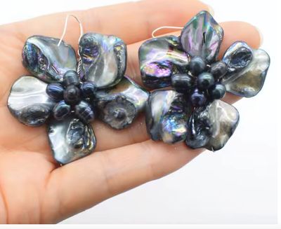 Handmade Real Shell Floral Earrings