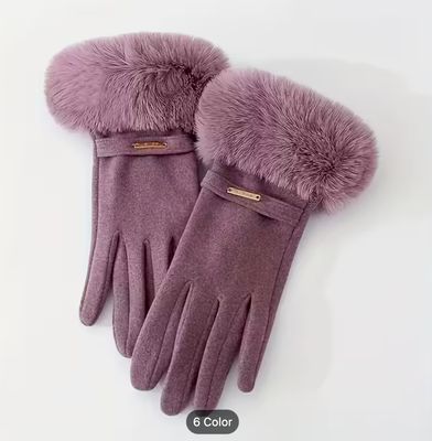Soft Velvet Like Faux Fur Trim Gloves