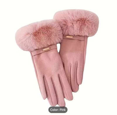 Soft Velvet Like Faux Fur Trim Gloves Soft Velvet Like Faux Fur Trim Gloves