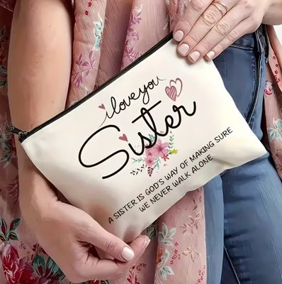 I Love You Sister Zipper Makeup Pouch