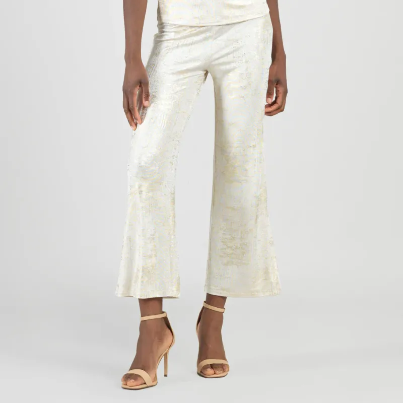 Champagne Foil Sheen - Side Slit Ankle Pant