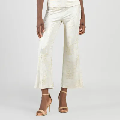 Champagne Foil Sheen - Side Slit Ankle Pant