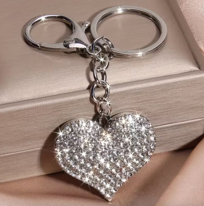 Silver/Rhinestone Heart Keychain Silver/Rhinestone Heart Keychain