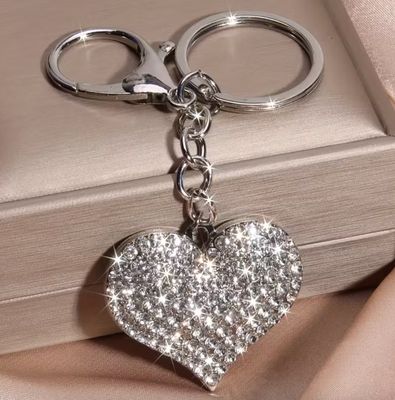 Silver/Rhinestone Heart Keychain Silver/Rhinestone Heart Keychain
