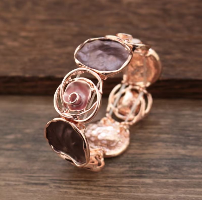 Rose Gold/Chocolate Stretch Rose Bracelet Rose Gold/Chocolate Stretch Rose Bracelet