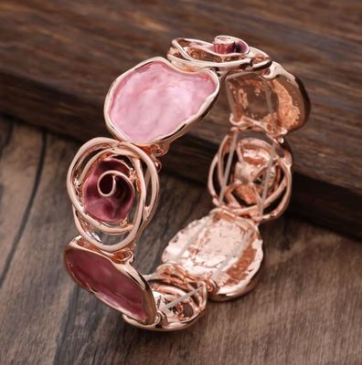 Rose Gold/Burgundy Rose Stretch Bracelet Rose Gold/Burgundy Rose Stretch Bracelet