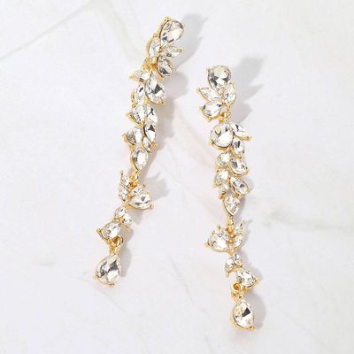 Teardrop Marquise Cluster Long Earring