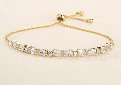 AAA CZ Pear/Round Adjustable Bracelet