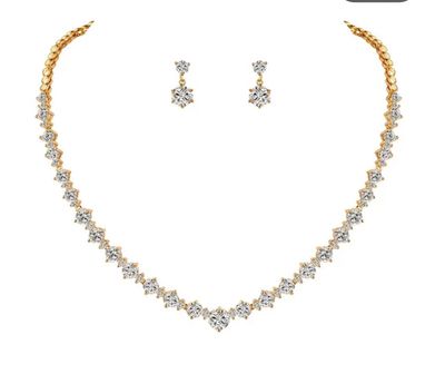 Gold Plated AAA Cubic Zirconia Collar Formal Set Gold Plated AAA Cubic Zirconia Collar Formal Set