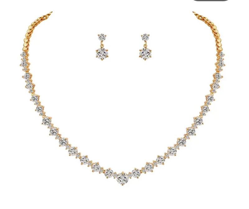 Gold Plated AAA Cubic Zirconia Collar Formal Set Gold Plated AAA Cubic Zirconia Collar Formal Set