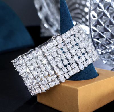 Gorgeous Multi Shaped AAA Cubic Zirconia Statement Bracelet Gorgeous Multi Shaped AAA Cubic Zirconia Statement Bracelet