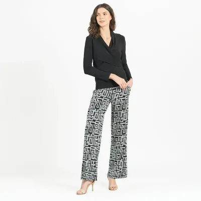 Black V-Neck Draped Pleat Top Black V-Neck Draped Pleat Top