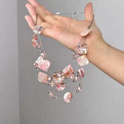 Baby Pink Real Shell Illusion Necklace