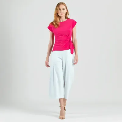 Hot Pink Slant Sleeve Side Tie Top