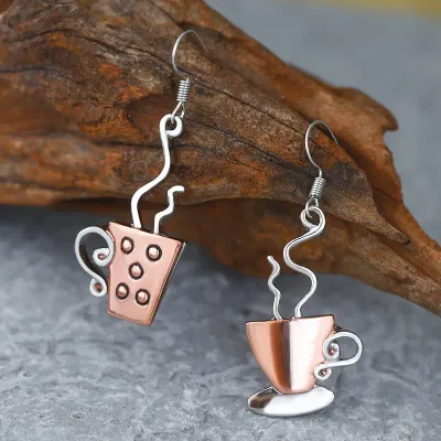 Vintage-Inspired Coffee & Tea Cup Dangle Earrings Vintage-Inspired Coffee & Tea Cup Dangle Earrings