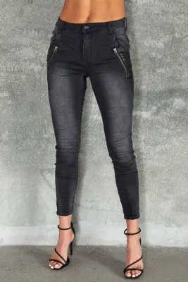 Italian Stone Washed Black Vegan Leather Jogger
