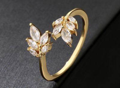 Cubic Zirconia Leaf Open Delicate Ring