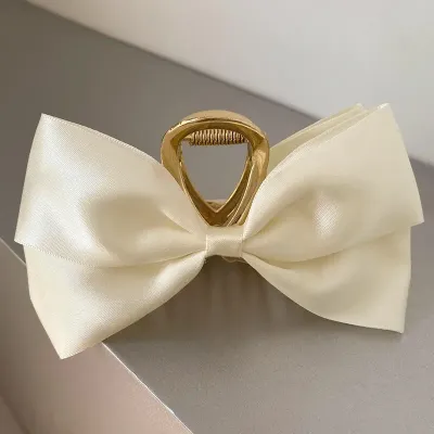Elegant Sweet Bow Knot Satin Metal Hair Claw Elegant Sweet Bow Knot Satin Metal Hair Claw