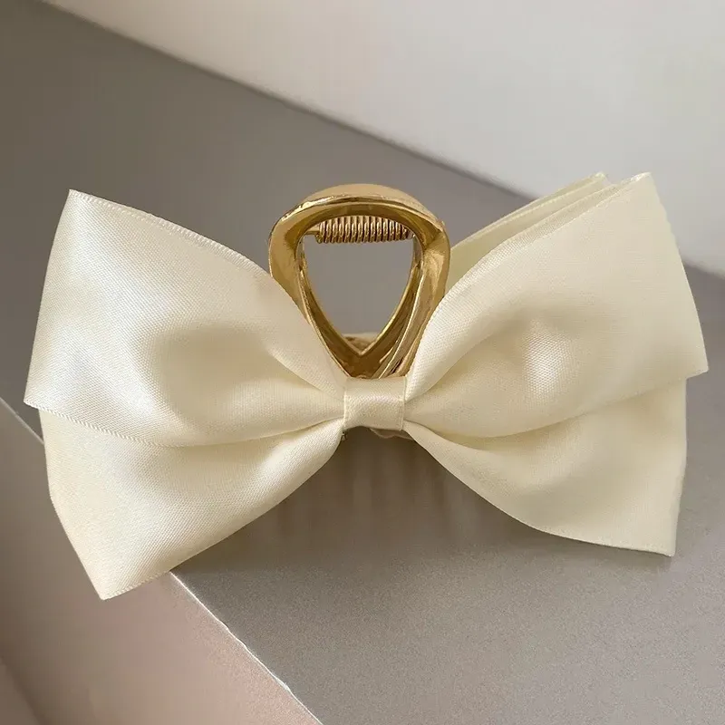 Elegant Sweet Bow Knot Satin Metal Hair Claw