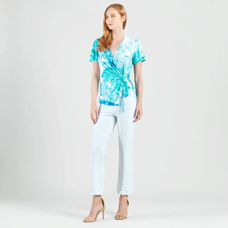 Ocean Petal Surplice Faux Wrap Side Tie Top