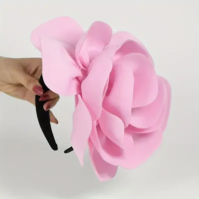Extra Large Pink Fabric Flower Fascinator Headband