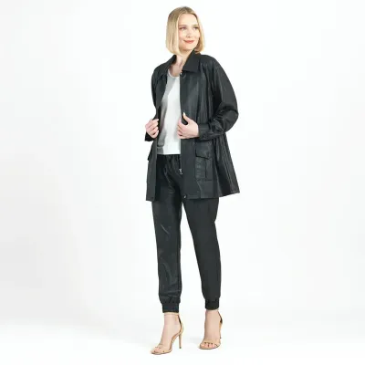 Liquid Leather™ Drawstring Waist Utility Jacket