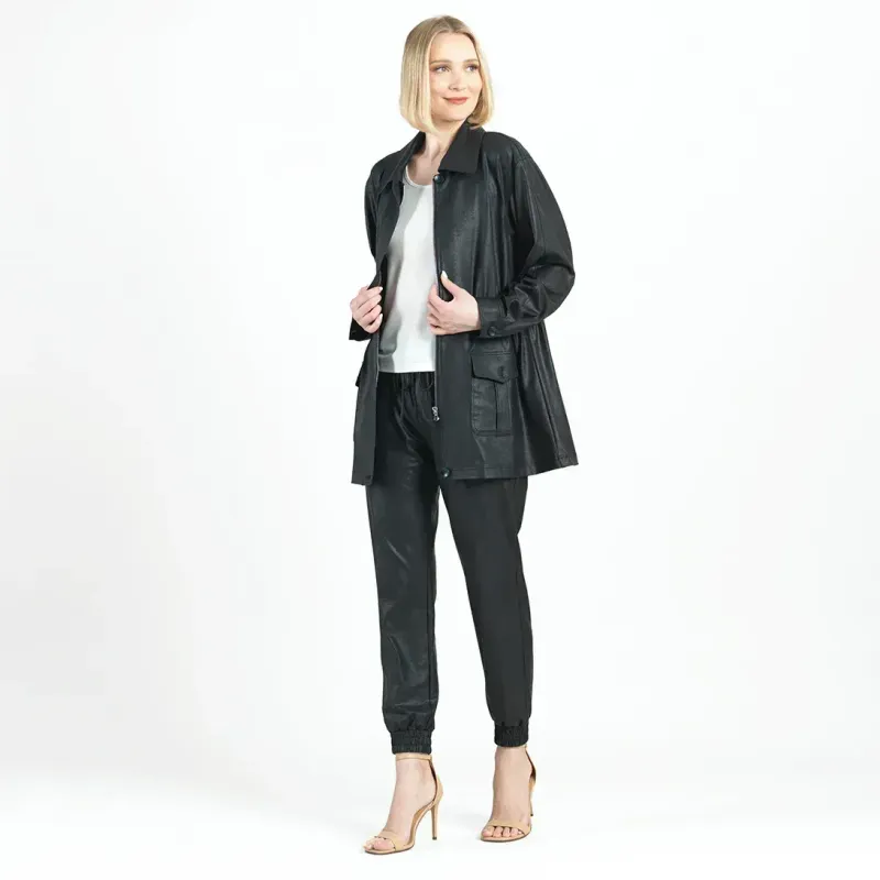 Liquid Leather™ Drawstring Waist Utility Jacket