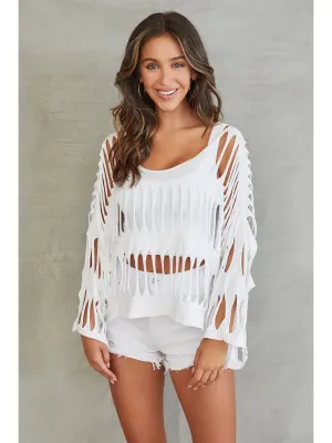 White Cut Out Relaxed Fit T-Shirt White Cut Out Relaxed Fit T-Shirt