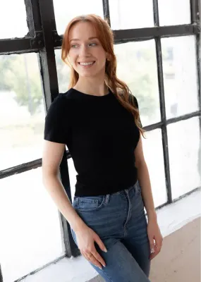 Short Sleeve Waist Length Curvy Fit Top