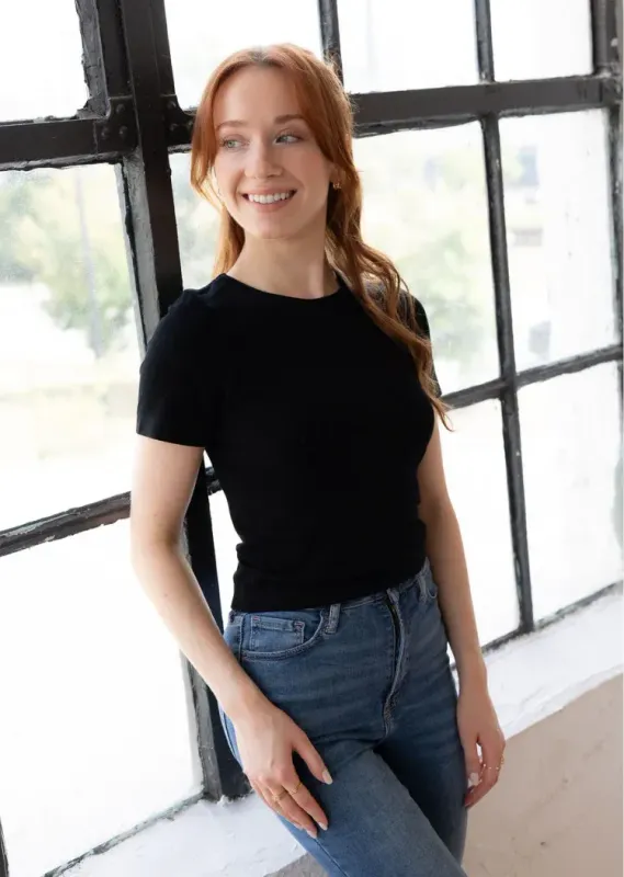 Short Sleeve Waist Length Curvy Fit Top