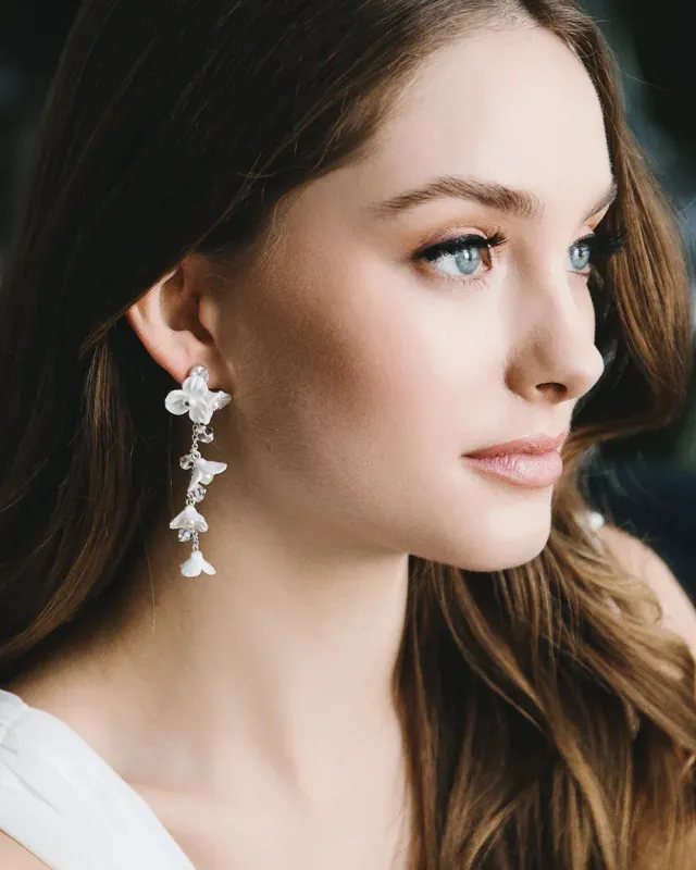 White Clay/Pearl/Crystal Handmade Formal Earrings