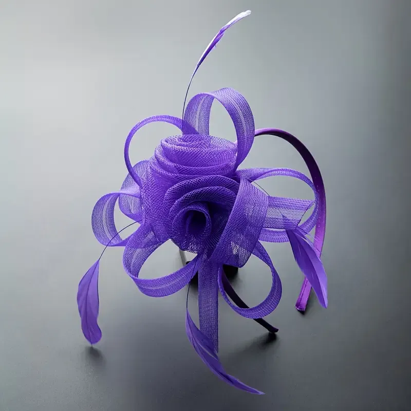 Mesh Flower/Feather Headband/Clip Fascinator
