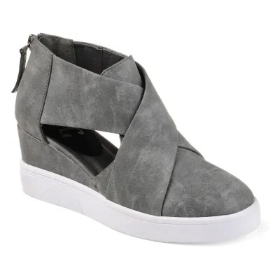 Grey Open Zipper Back Close Wedge Sneaker