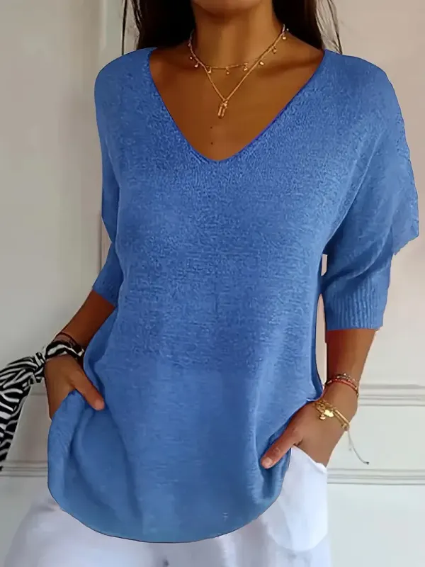 Women's Soft V-Neck Knit Sweater