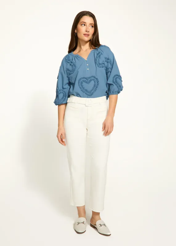 Ivory Straight Cropped Denim with Belt