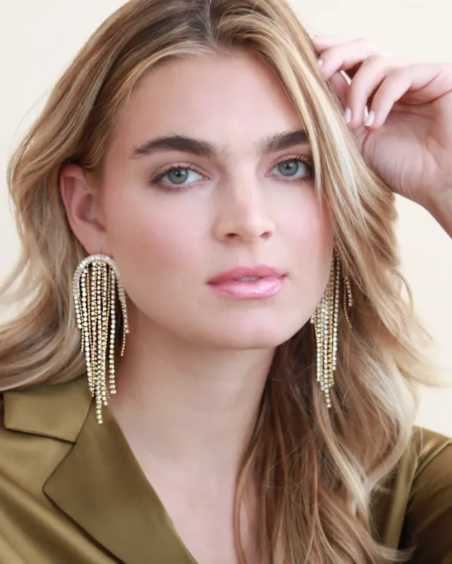 Gold/CZ/Rhinestone Crystal Statement Earrings