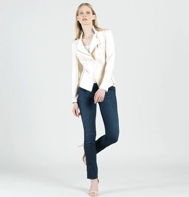 Ivory Liquid Leather Clara Sun Woo Jacket Ivory Liquid Leather Clara Sun Woo Jacket