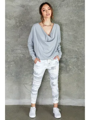 Pencil Sketch Camouflage Sequin Patch Jogger