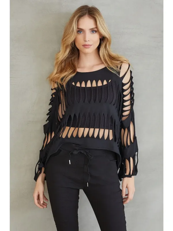 Black Cut Out Relaxed Fit T-Shirt Black Cut Out Relaxed Fit T-Shirt