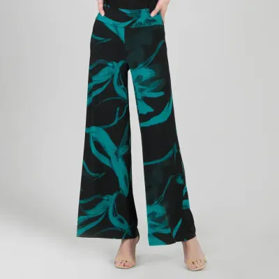Teal/Black Floral Eclipse Palazzo Pant