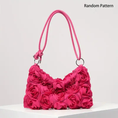 Pink Elegant 3D Rose Floral Shoulder Bag 