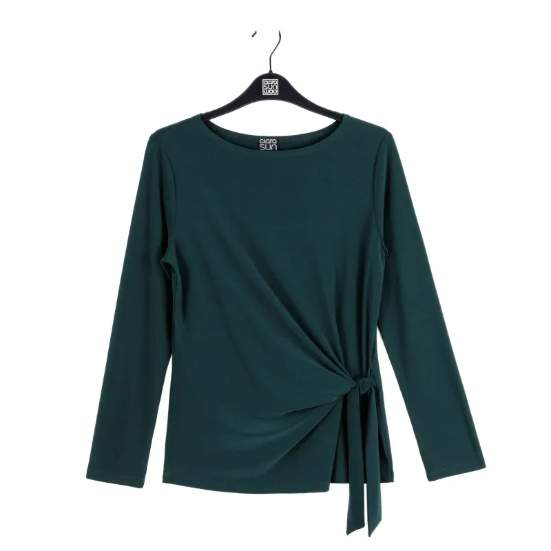 Hunter Green Side Tie Waist Top