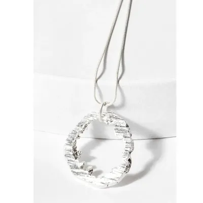 Burnished Silver Earthy Metal Pendent Chain Necklace