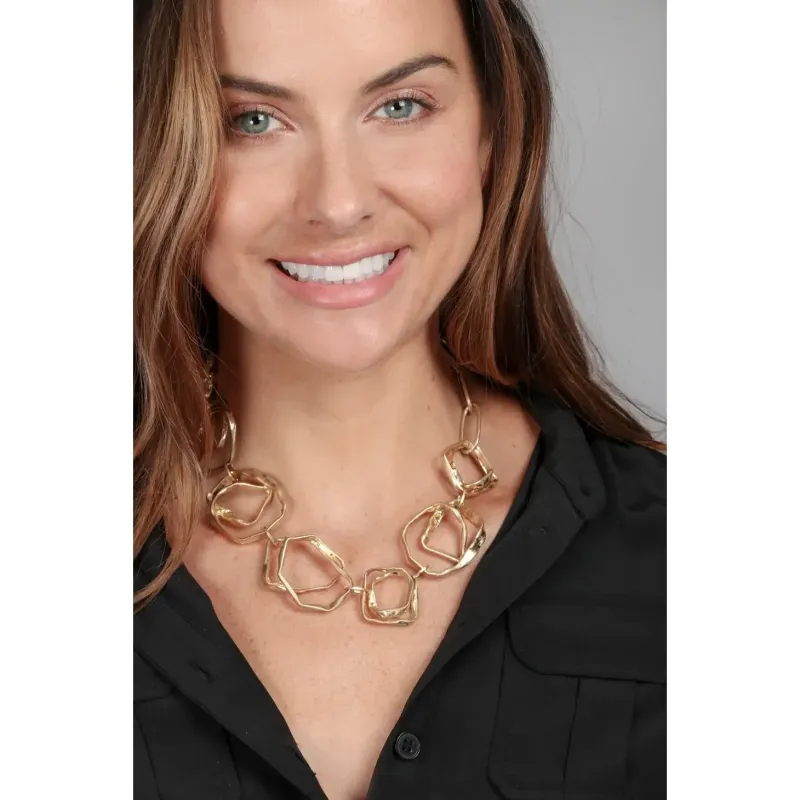 Gold Plated Hand Hewn Links Chain Necklace