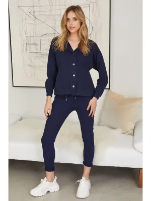 Navy Blue Italian Crinkle Jogger