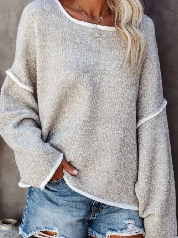 Grey Casual Crew Neck Pullover Long Sleeve Sweater Grey Casual Crew Neck Pullover Long Sleeve Sweater