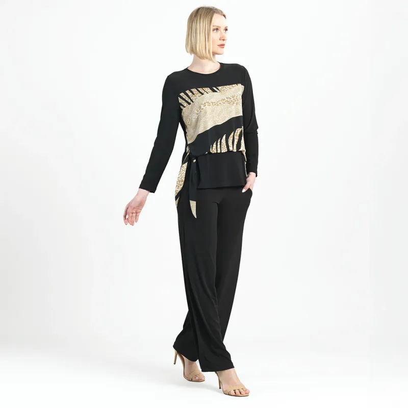 Safari Patch Blouson Overlay Side Tie Detail Top