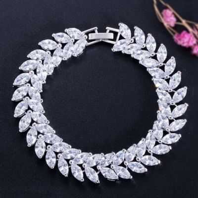 Double Line AAA Cubic Zirconia Marquise Formal Bracelet